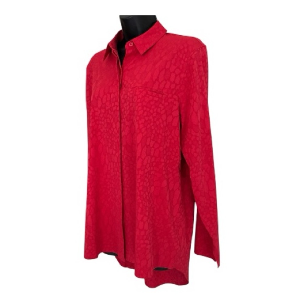 Athleta Urbanite Textured Red Button-Front Long Sleeve Shirt Sz M - Picture 4 of 10